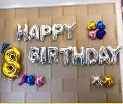 Balloonistics Happy Birthday Foil Letter Balloon Banner | 13 Alphabet Balloons | Silver | Birthday Party Decoration thumbnail 3