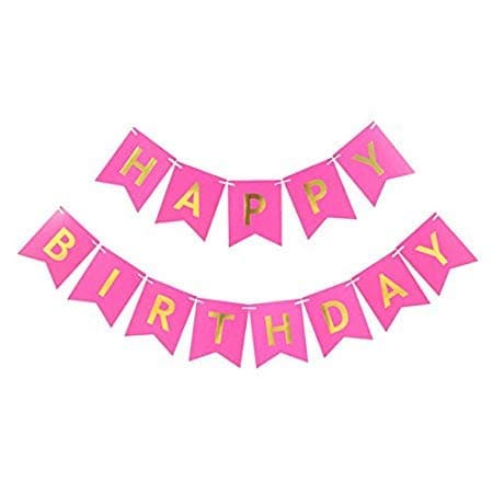 Balloonistics Happy Birthday Cardboard Banner – Pink Letter Bunting for Girls & Kids Birthday Party Decoration & Photo Backdrop thumbnail 1