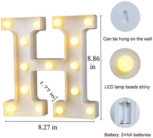 Balloonistics LED Marquee Letter 'H' Light | 9-Inch Warm White Glow | Cordless Battery-Operated Standing Alphabet Sign for Birthdays, Home Signs, Weddings & Personalised Décor thumbnail 4