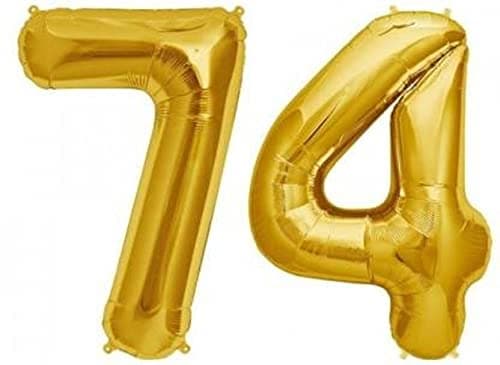 Balloonistics Gold Foil Number 74 Balloon – 16 Inch Golden Foil Number for Custom Age, Year & Phrase Party Decoration (Number 74) thumbnail 1