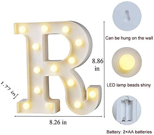 Balloonistics LED Marquee Letter 'R' Light | 9-Inch Warm White Glow | Cordless Battery-Operated Standing Alphabet Sign for Birthdays, Weddings, Nurseries & Personalised Home Décor thumbnail 4