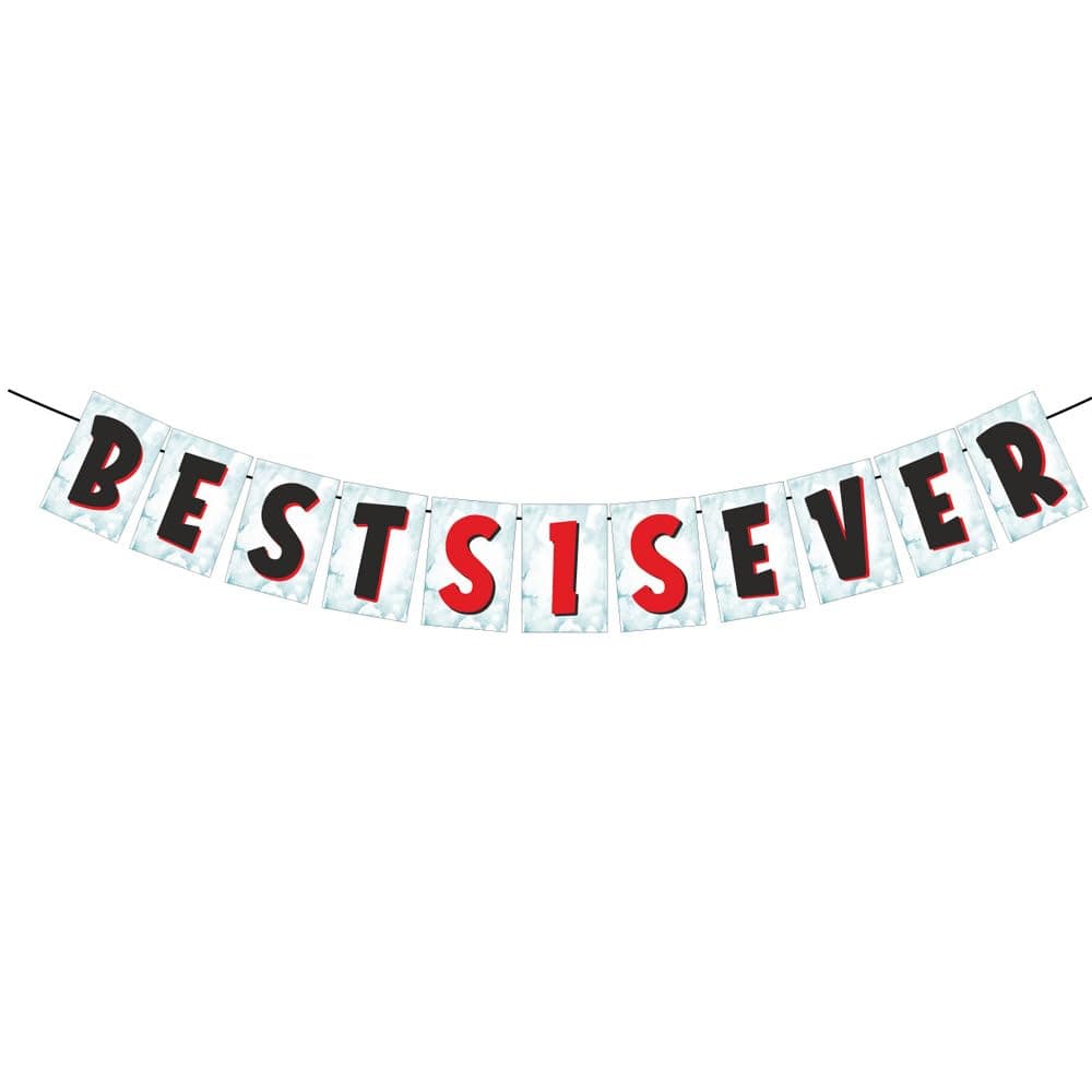 Balloonistics Best Sis Ever Banner – Premium Cardstock Bunting for Sister's Birthday & Sister Appreciation Party Decoration thumbnail 2