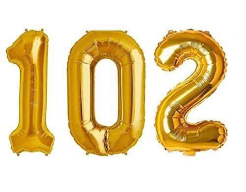 Balloonistics Gold Foil Number 102 Balloon – 16 Inch Golden Foil Number for Custom Age, Year & Phrase Party Decoration (Number 102) thumbnail 1