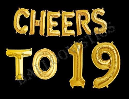 Balloonistics Cheers to Nineteen Foil Balloon Combo – “Cheers to 19” & Number 19 Foil Balloon Set for 19th Birthday & Teen Milestone Party Decorations thumbnail 2