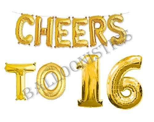 Balloonistics Cheers to Sixteen Foil Balloon Combo – “Cheers to 16” & Number 16 Foil Balloon Set for Sweet 16 Birthday & Teen Milestone Party Decorations thumbnail 1