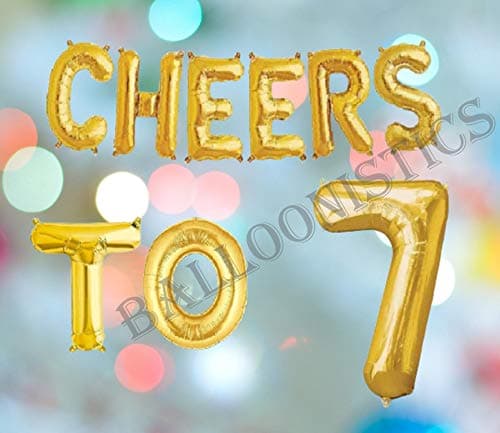 Balloonistics Cheers to Seven Foil Balloon Combo – “Cheers to 7” & Number 7 Foil Balloon Set for 7th Birthday & Seventh Anniversary Party Decorations thumbnail 2
