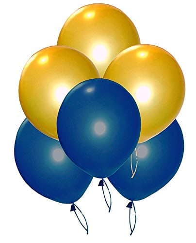 Balloonistics Blue & Gold Metallic Balloons – Pack of 100 Party Balloons for Birthday, Anniversary & Celebration Decorations thumbnail 3