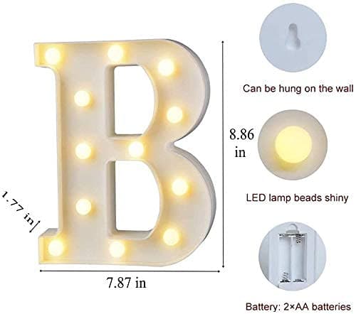 Balloonistics LED Marquee Letter 'B' Light | 9-Inch Warm White Glow | Cordless Battery-Operated Standing Alphabet Sign for Birthdays, Baby Showers, Weddings & Personalised Home Décor thumbnail 4