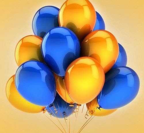 Balloonistics Blue & Gold Metallic Balloons – Pack of 100 Party Balloons for Birthday, Anniversary & Celebration Decorations thumbnail 2