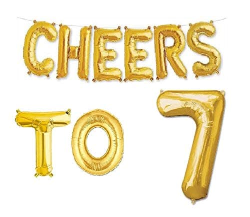 Balloonistics Cheers to Seven Foil Balloon Combo – “Cheers to 7” & Number 7 Foil Balloon Set for 7th Birthday & Seventh Anniversary Party Decorations thumbnail 1