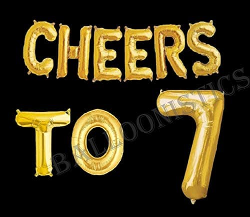 Balloonistics Cheers to Seven Foil Balloon Combo – “Cheers to 7” & Number 7 Foil Balloon Set for 7th Birthday & Seventh Anniversary Party Decorations thumbnail 3