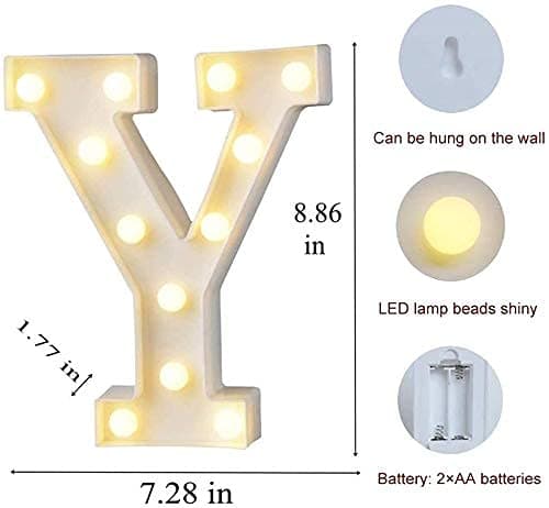 Balloonistics LED Marquee Letter 'Y' Light | 9-Inch Warm White Glow | Cordless Battery-Operated Standing Alphabet Sign for Birthdays, Weddings, Nurseries & Personalised Home Décor thumbnail 3