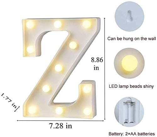 Balloonistics LED Marquee Letter 'Z' Light | 9-Inch Warm White Glow | Cordless Battery-Operated Standing Alphabet Sign for Birthdays, Weddings, Nurseries & Personalised Home Décor thumbnail 3