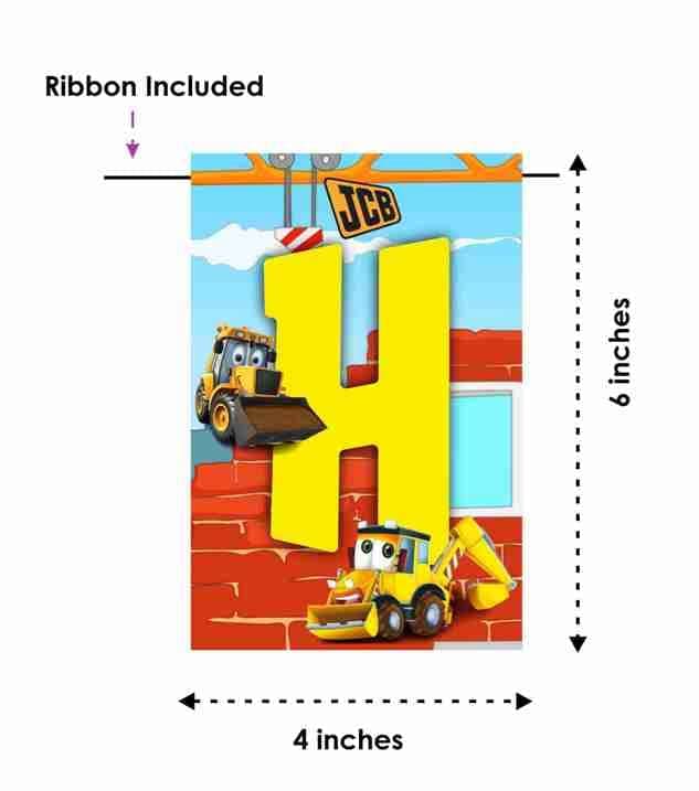 Balloonistics Little JCB Theme Happy Birthday Banner - Construction Zone Party Decoration - Premium Cardstock Yellow Digger & Excavator Bunting with Ribbons, Little Builder Birthday Backdrop (Happy Birthday Banner) thumbnail 6