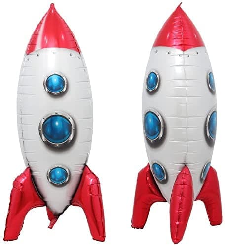 Balloonistics Self-Standing 4D Rocket Foil Balloon – Outer Space Theme Helium Balloon for Kids Birthday & Baby Shower Decoration thumbnail 4