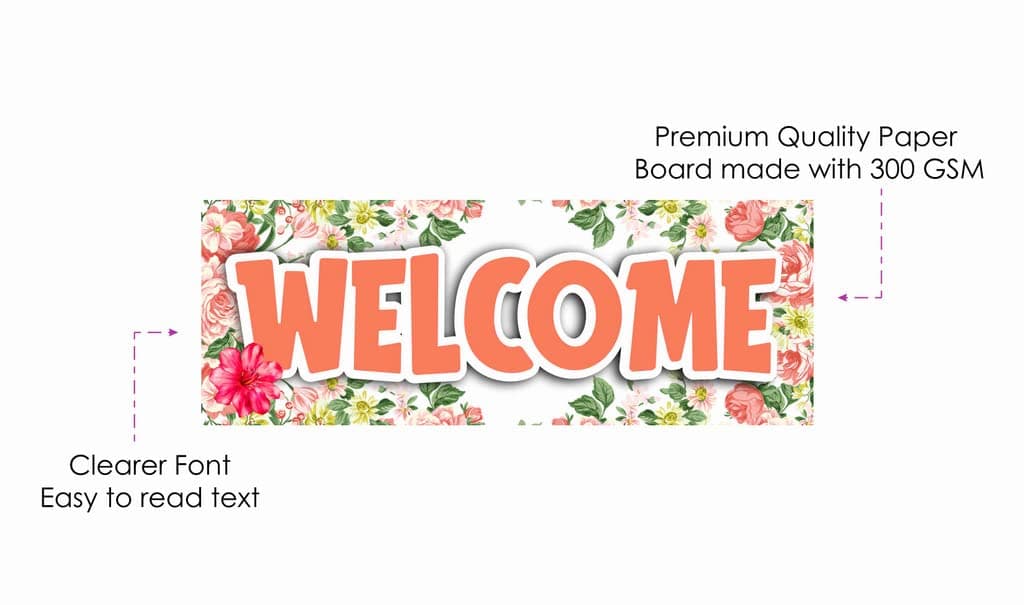 Balloonistics Floral Theme Welcome Board (2.3 Feet) - Elegant Botanical Flower Greeting Sign for Birthdays, Garden Parties & Tea Parties - Large Cardstock Entrance Decor with Ribbons for Indoor & Outdoor Use (Welcome Outdoor Board) thumbnail 6