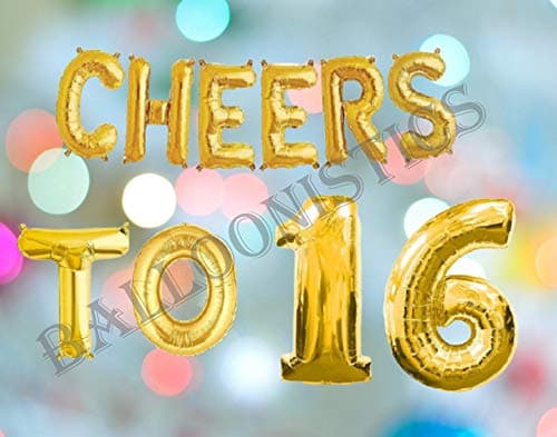 Balloonistics Cheers to Sixteen Foil Balloon Combo – “Cheers to 16” & Number 16 Foil Balloon Set for Sweet 16 Birthday & Teen Milestone Party Decorations thumbnail 3