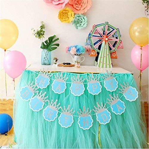 Balloonistics Happy Birthday Cardboard Banner with Glitter Crown – Blue Party Decoration Bundle for Boys Birthday, Royal Theme & Photo Backdrop thumbnail 5