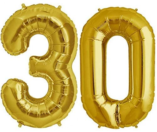 Balloonistics Gold Number 30 Foil Balloon – Large Metallic Gold Number Thirty Balloon for 30th Birthday, Dirty Thirty & Anniversary Party Decorations (Gold, Number 30) thumbnail 1