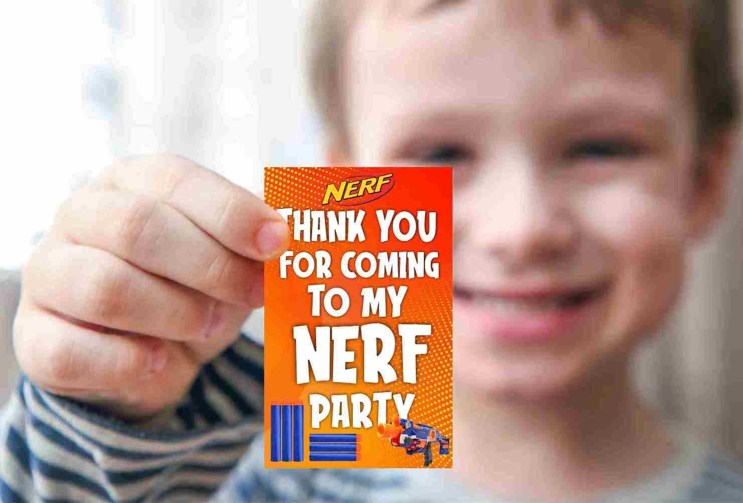 Nerf Theme Birthday Thank You Cards - Pack of 20 "Mission Accomplished" Notes - Blue & Orange Tactical Dart War Stationery, Action-Packed Party Gratitude Cards (Thank you Cards - Pack of 20) thumbnail 5