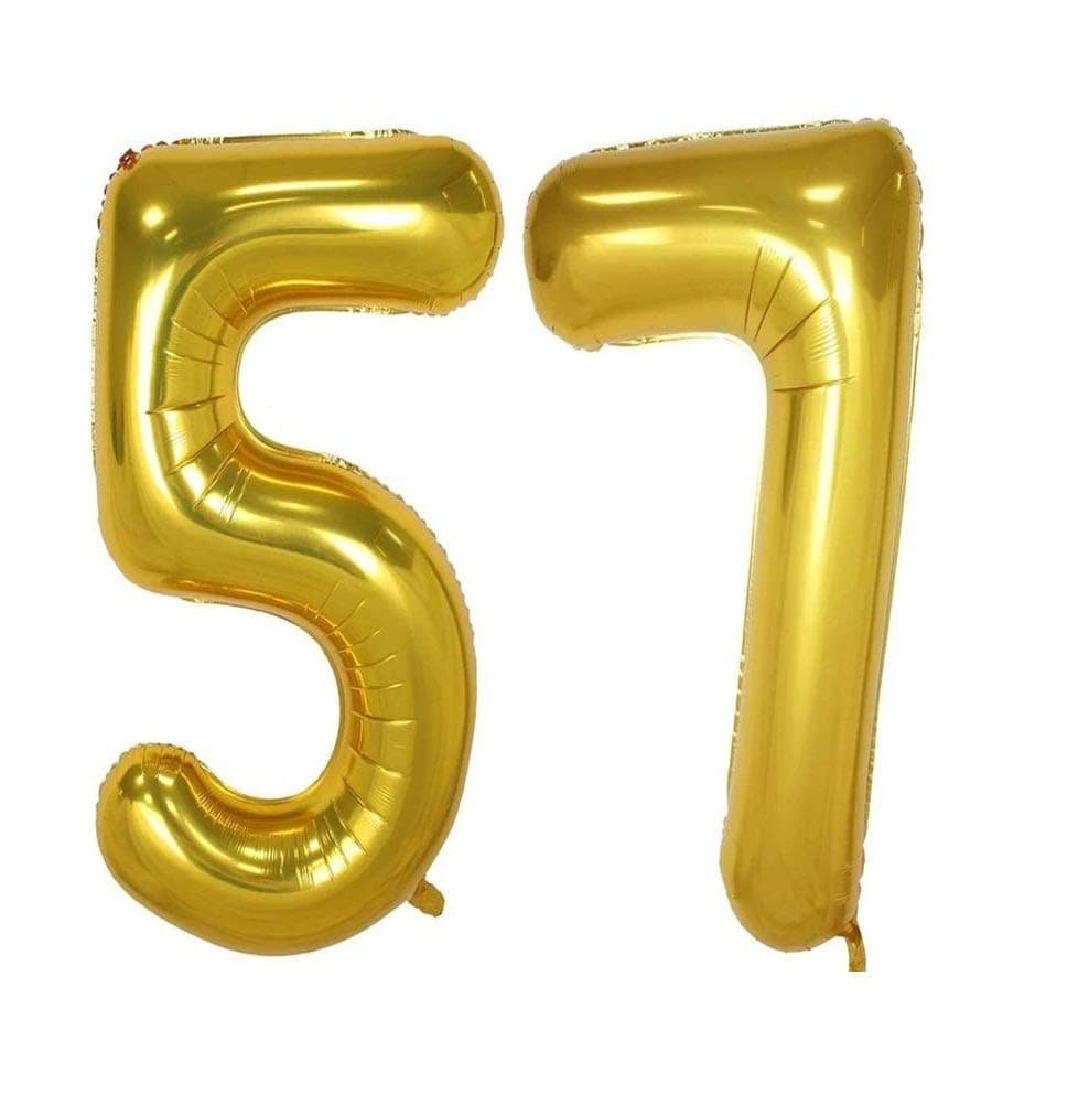 Balloonistics Gold Number 57 Foil Balloon – Large Metallic Gold Number Fifty Seven Balloon for 57th Birthday, Anniversary & Party Decorations (Gold, Number 57) thumbnail 1