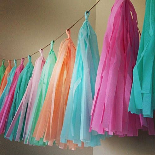Balloonistics DIY Pastel Tassel Garland Kit – Multicolour Tissue Paper Hanging Decoration for Baby Shower, Birthday & Party Backdrop (Pack of 1) thumbnail 1