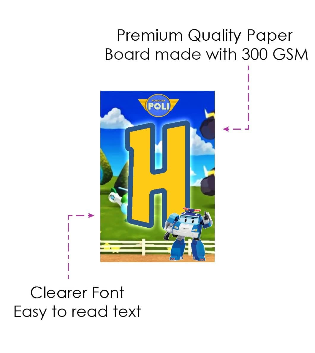 Balloonistics Robo Poli Theme Happy Birthday Banner – Brooms Town Rescue Team Bunting – Premium Cardstock Party Decorations for Kids' Transforming Robot Birthdays thumbnail 5