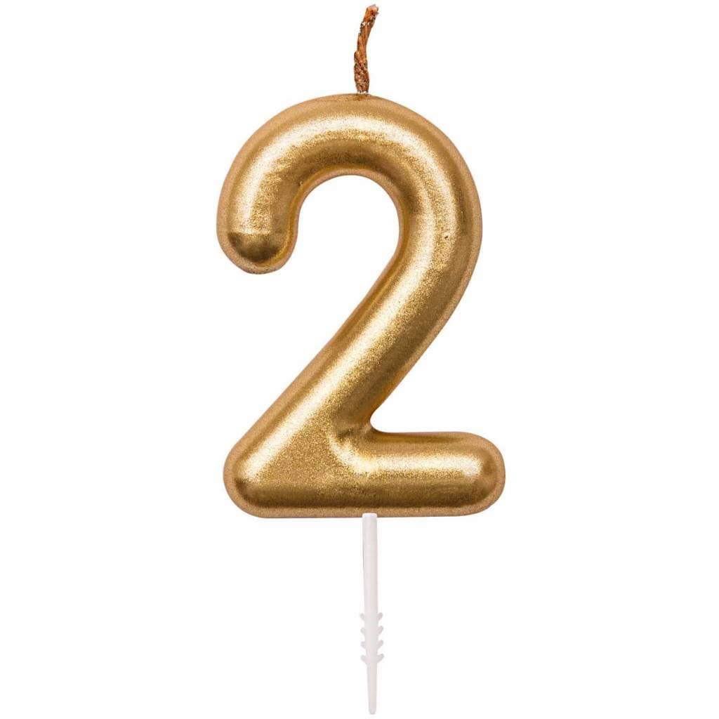 Balloonistics Gold Number 2 Birthday Candle – Metallic Gold Two Numeral Cake Candle for 2nd Birthday, 2nd Anniversary & Custom Age Celebration thumbnail 1