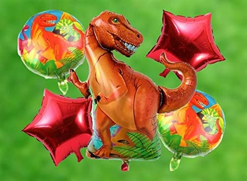 Balloonistics Roar Dinosaur T-Rex Dino Theme Foil Balloon Bouquet – Dino Birthday Party Balloon Set for Kids Dinosaur Theme Decorations (Pack of 5) thumbnail 3