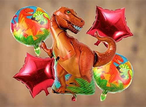 Balloonistics Roar Dinosaur T-Rex Dino Theme Foil Balloon Bouquet – Dino Birthday Party Balloon Set for Kids Dinosaur Theme Decorations (Pack of 5) thumbnail 2