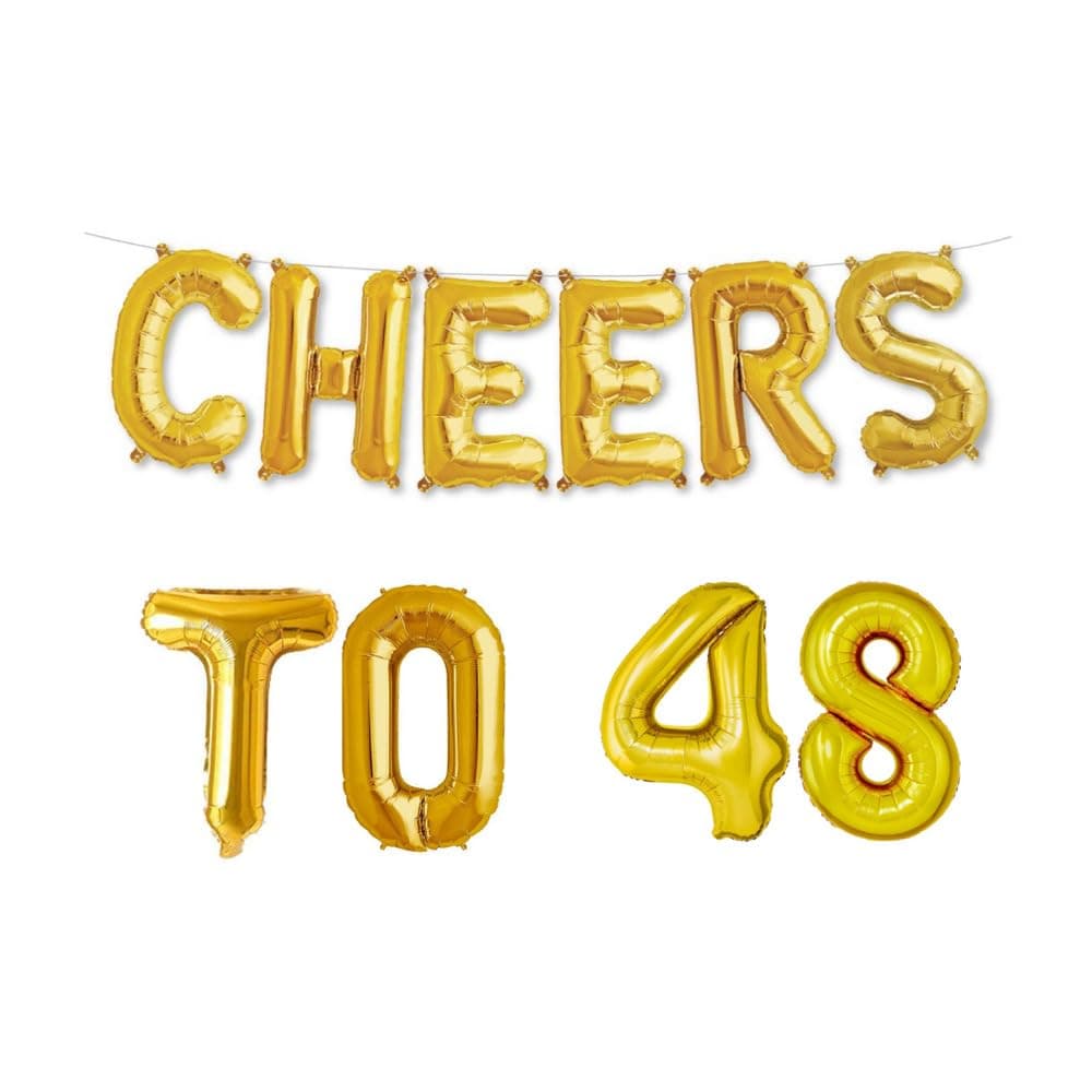 Balloonistics Cheers to Forty Eight Foil Balloon Combo – “Cheers to 48” & Number 48 Foil Balloon Set for 48th Birthday & Anniversary Party Decorations thumbnail 1