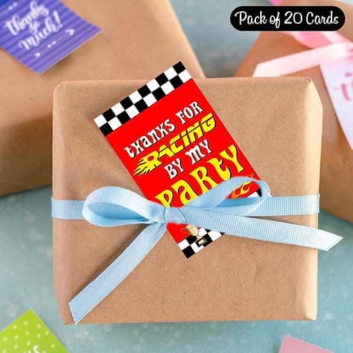 Balloonistics Formula 1 Theme Birthday Thank You Cards Racing Theme Return Gift Notes, Double-Sided Cardstock Party Supply for Kids Birthdays (Thank you Cards - Pack of 20) thumbnail 3