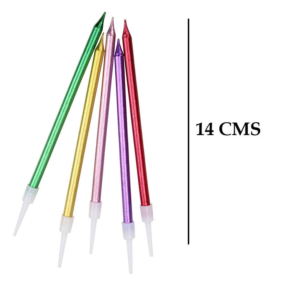 Balloonistics Gold Long Stick Metallic Cake Candles – Sparkly Gold Slim Pencil Candles for Birthday, Wedding, Anniversary & Celebration Cake Decoration (Gold, Pack of 6) thumbnail 3