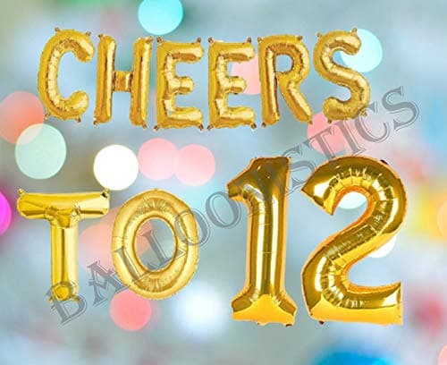 Balloonistics Cheers to Twelve Foil Balloon Combo – “Cheers to 12” & Number 12 Foil Balloon Set for 12th Birthday & Twelfth Anniversary Party Decorations thumbnail 3