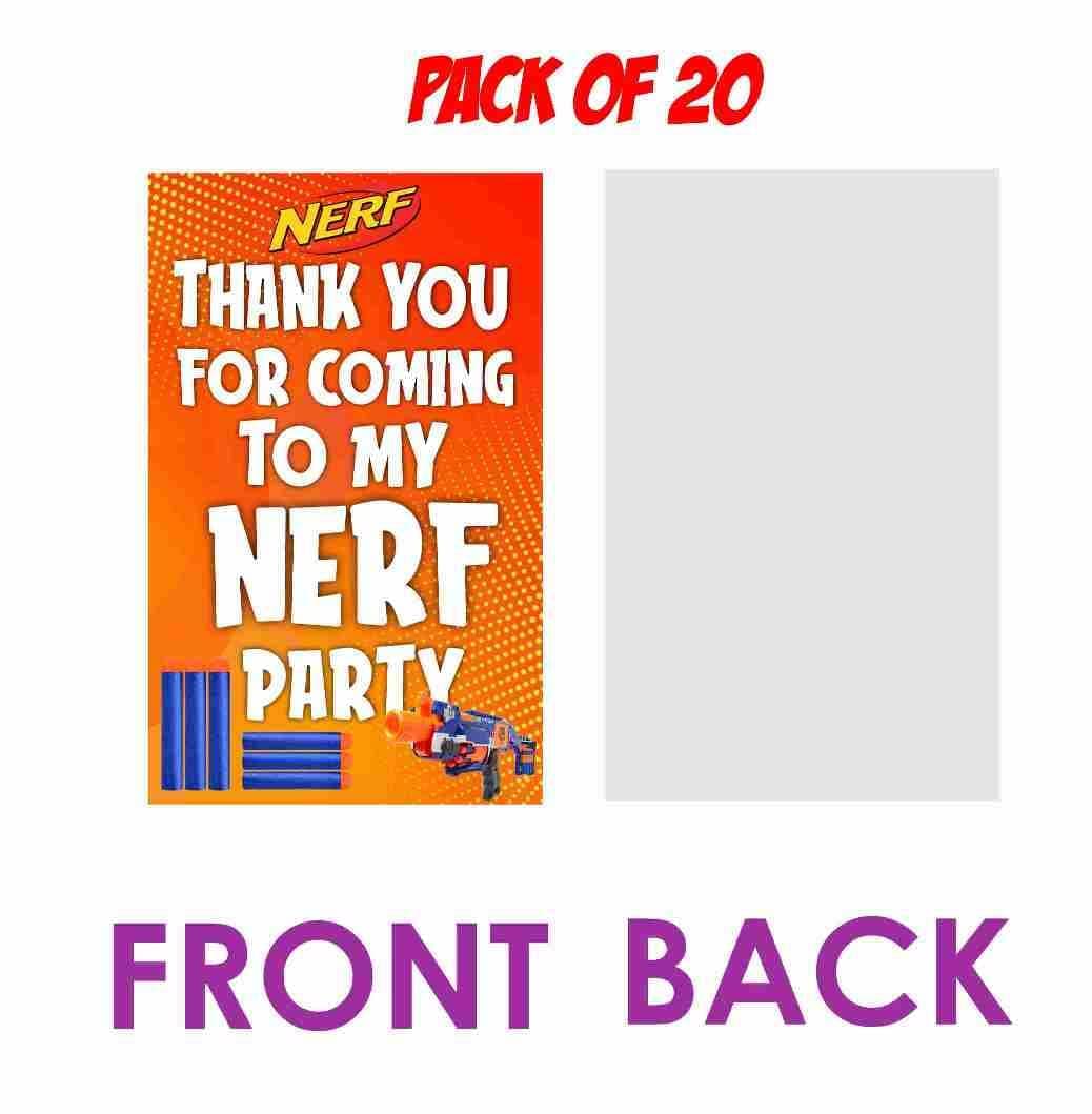 Nerf Theme Birthday Thank You Cards - Pack of 20 "Mission Accomplished" Notes - Blue & Orange Tactical Dart War Stationery, Action-Packed Party Gratitude Cards (Thank you Cards - Pack of 20) thumbnail 2