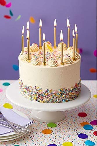Balloonistics Gold Long Stick Metallic Cake Candles – Sparkly Gold Slim Pencil Candles for Birthday, Wedding, Anniversary & Celebration Cake Decoration (Gold, Pack of 6) thumbnail 2