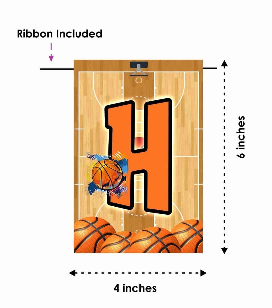 Balloonistics Basketball Theme Happy Birthday Banner Premium Cardstock Sports Theme Backdrop for Birthday Decoration with Ribbon for Kids (Happy Birthday Banner) thumbnail 6