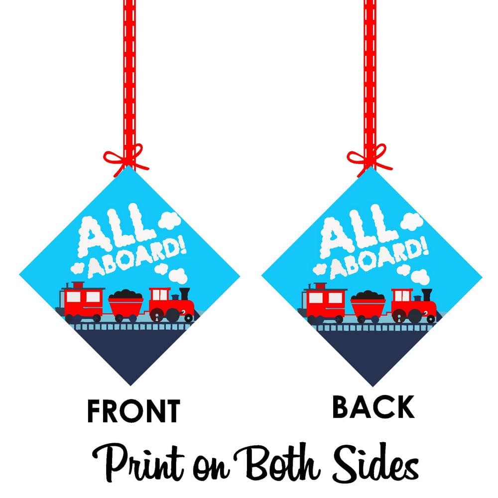 Balloonistics Train Birthday Theme Hangings Double-Sided Cardstock Ceiling Decorations Steam Engine Rail Party Decor with Ribbons (Hangings - Pack of 12) thumbnail 8