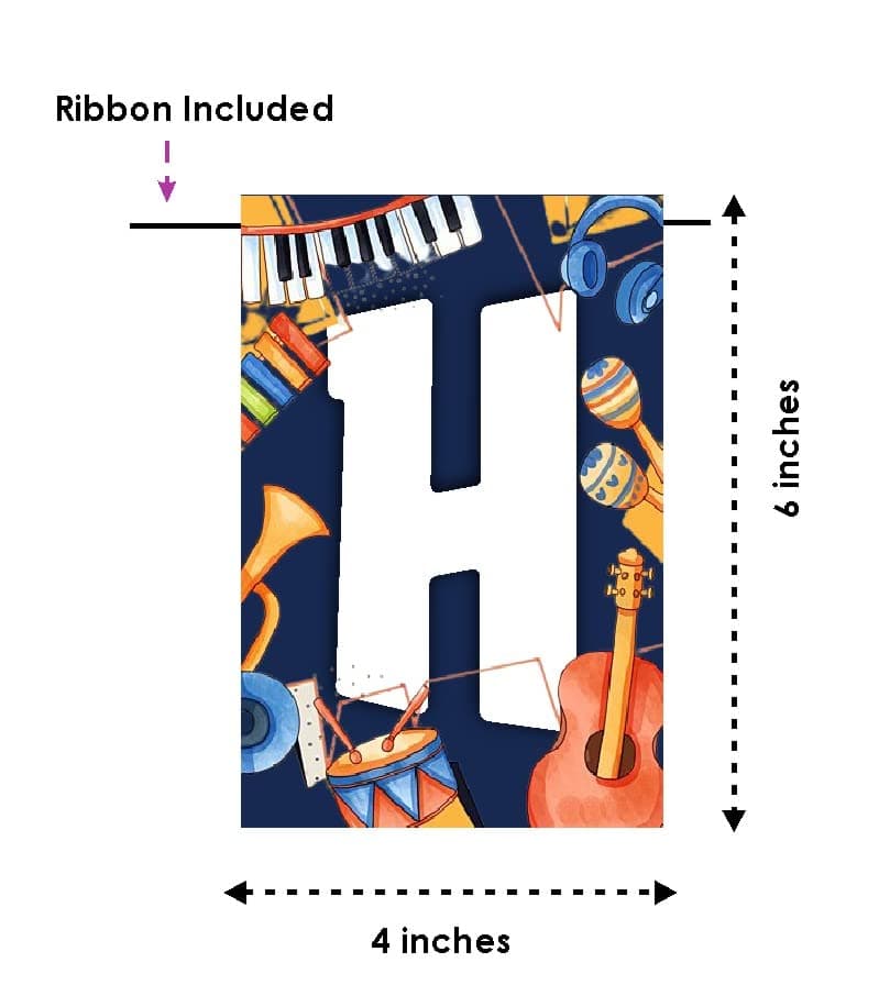 Balloonistics Music Theme Happy Birthday Banner – Rock & Roll Musical Note Bunting – Premium Cardstock Party Decorations for Musicians & Music Lovers thumbnail 6