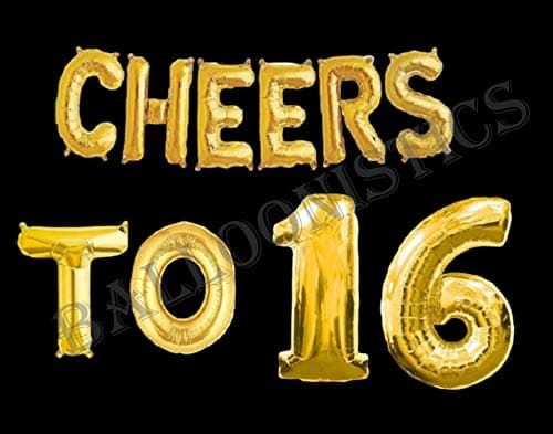 Balloonistics Cheers to Sixteen Foil Balloon Combo – “Cheers to 16” & Number 16 Foil Balloon Set for Sweet 16 Birthday & Teen Milestone Party Decorations thumbnail 2