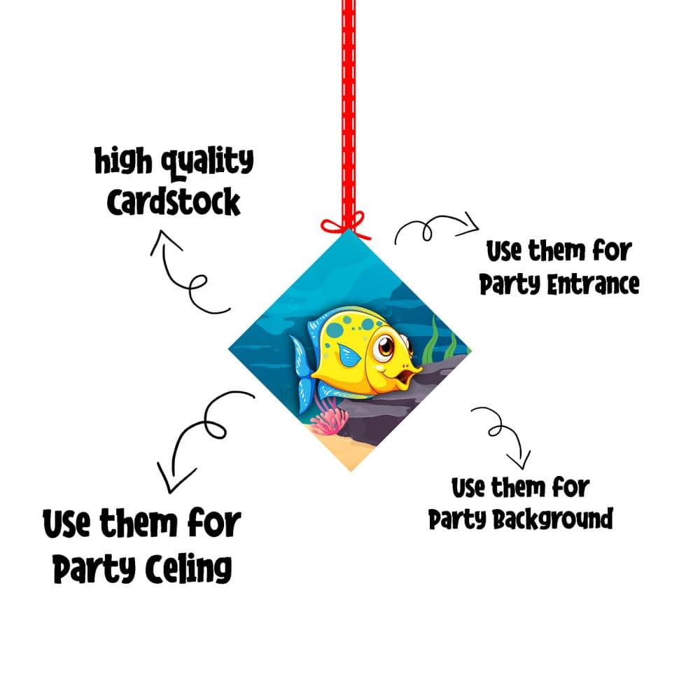Balloonistics Ocean Underwater Theme Birthday Hanging Decorations Double-Sided Cardstock Cutouts Ocean Life Theme Party Decor for Kids (Hangings - Pack of 12) thumbnail 6