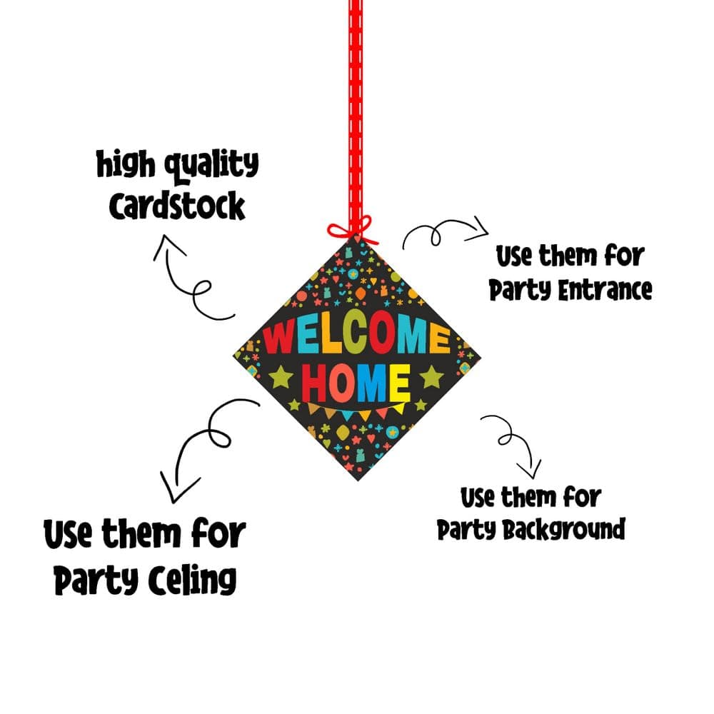 Balloonistics Welcome Home Decorations Double-Sided Cardstock Hanging Ornaments with Ribbons Perfect for Housewarming, New Home (Hangings - Pack of 12) thumbnail 6