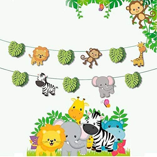 Balloonistics Jungle Animals Happy Birthday Decoration Set – Woodland Forest Theme Garland with 11-Piece Animal Banner for Kids Jungle & Safari Birthday Parties (Pack of 1) thumbnail 1