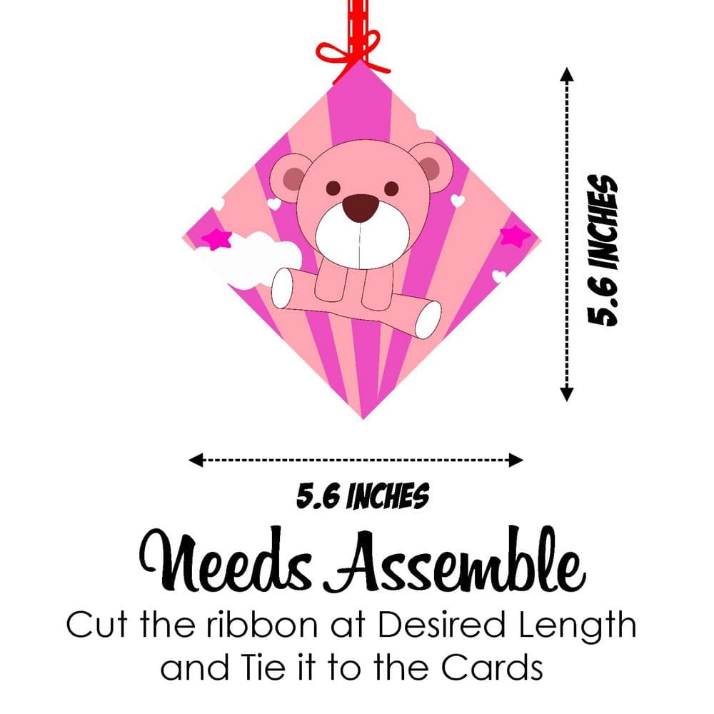 Balloonistics Pink Teddy Bear Happy Birthday Hanging Swirls - Pack of 12 Double-Sided Cardstock Streamers, Ceiling Decor for 1st Birthday Party thumbnail 7