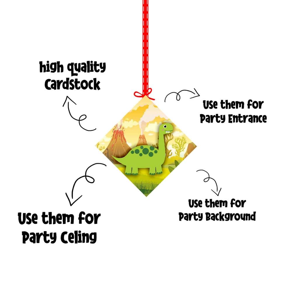 Balloonistics Dinosaur Theme Hanging Decoration Double-Sided Premium Cardstock Dino Theme Room Decor Party Supplies for Kids Birthday (Hangings - Pack of 12) thumbnail 6