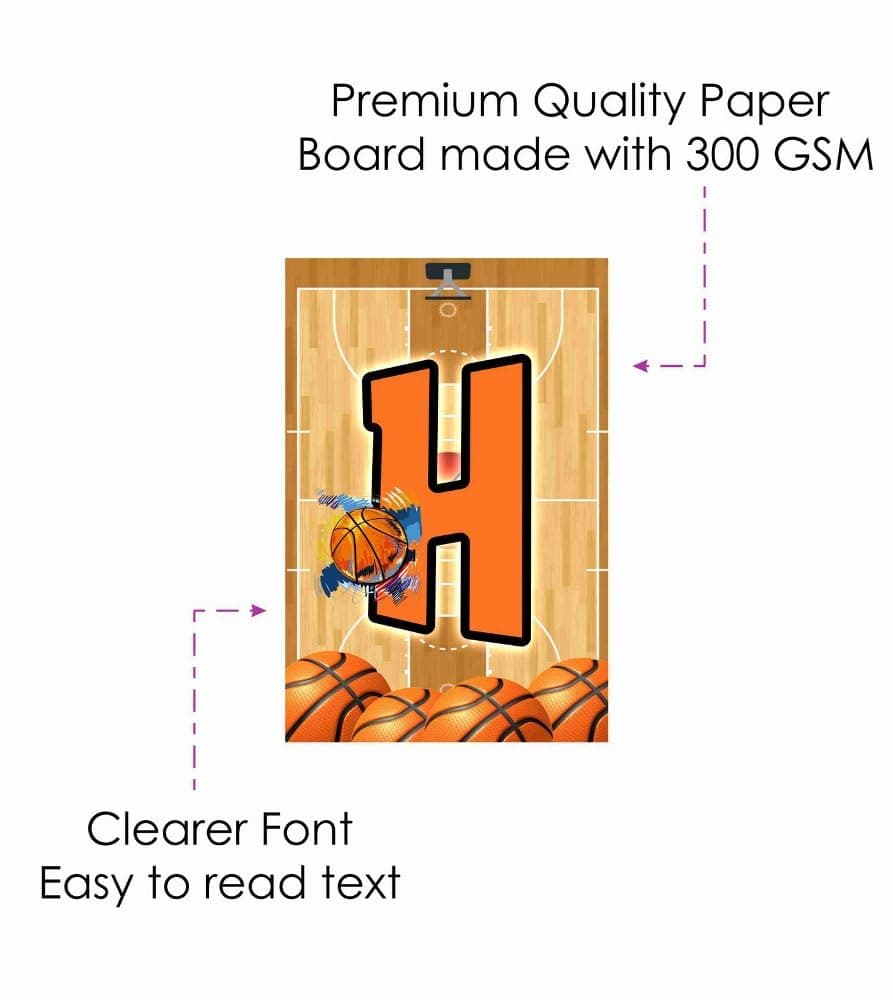 Balloonistics Basketball Theme Happy Birthday Banner Premium Cardstock Sports Theme Backdrop for Birthday Decoration with Ribbon for Kids (Happy Birthday Banner) thumbnail 5