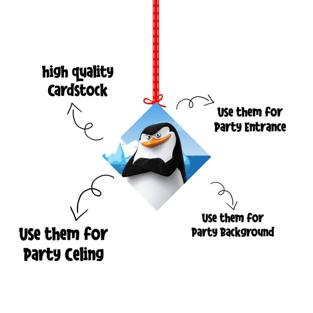 Balloonistics Penguin Happy Birthday Hanging Swirls - Pack of 12 Double-Sided Cardstock Streamers - Cute Winter Theme 1st Birthday Decorations, Arctic Party Ceiling Decor, "Coolest Party" Hangers (Hangings - Pack of 12) thumbnail 6