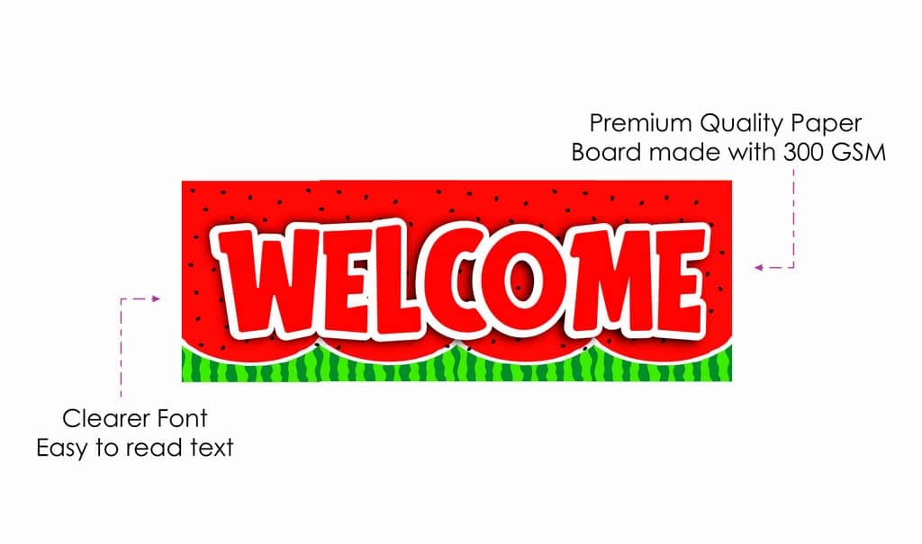 Balloonistics Watermelon Theme Welcome To My Birthday Party Sign – 2.3 Feet Vertical Hanging Door Banner – Single-Sided Cardstock Wall Decor with Ribbons for Summer Picnic & One in a Melon Birthdays thumbnail 6