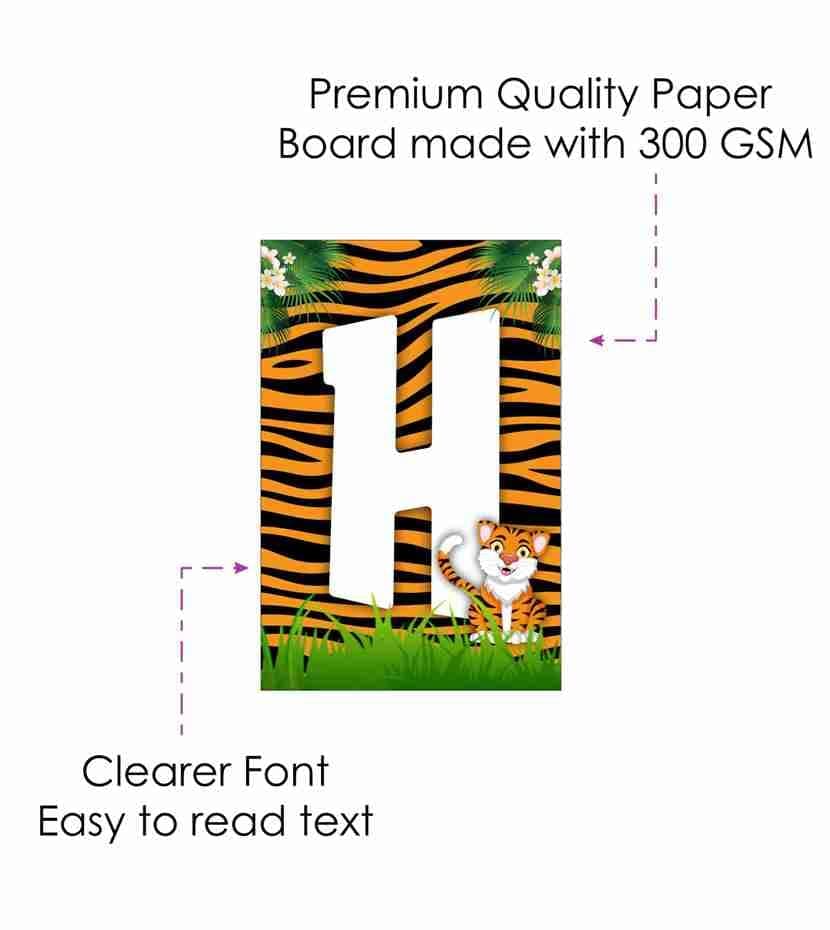 Balloonistics Tiger Happy Birthday Banner - Premium Cardstock Jungle Theme Bunting - Wild One & Safari Birthday Decoration Backdrop for Kids - Orange & Black Tiger Face Party Decor with Ribbon (Happy Birthday Banner) thumbnail 5