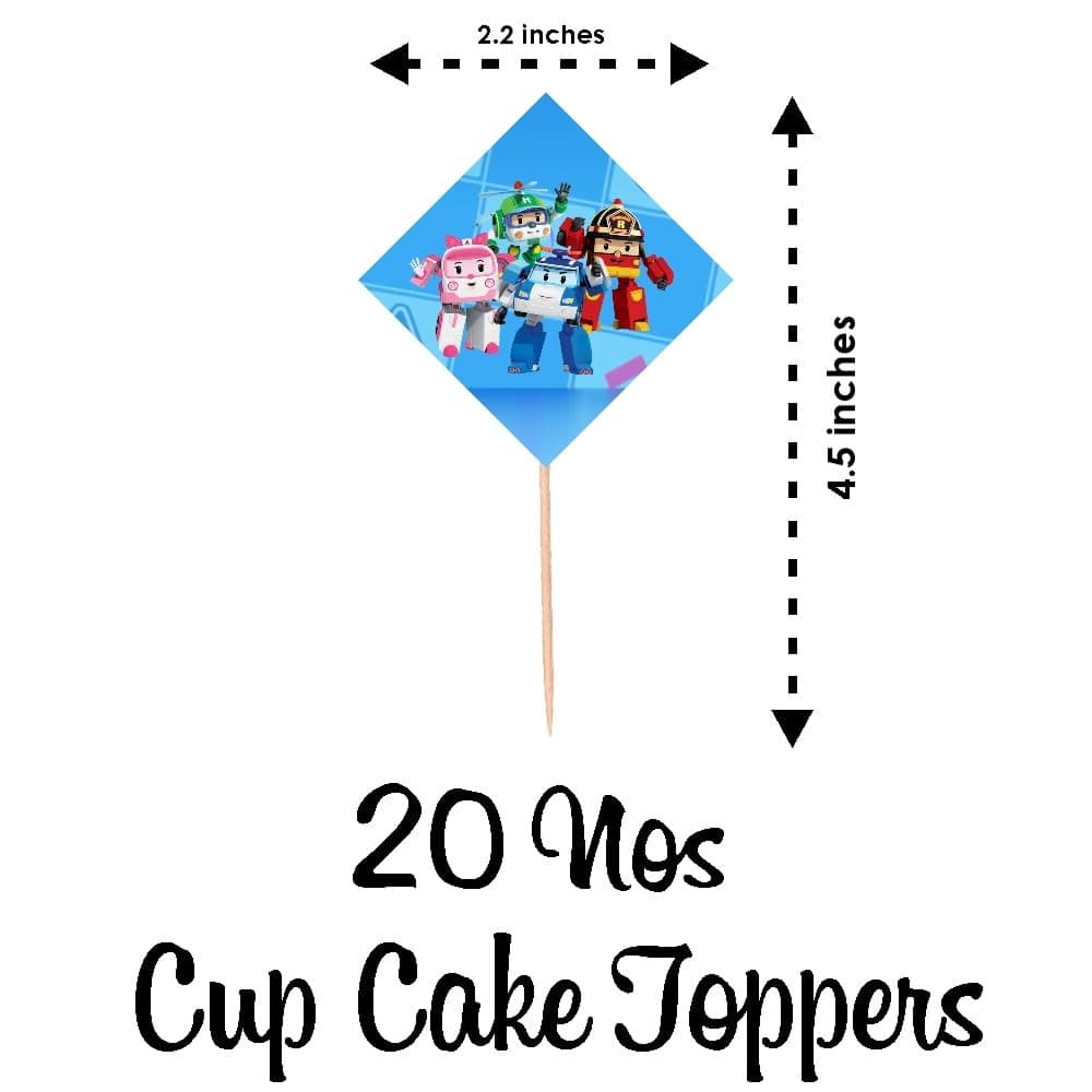 Balloonistics Robo Poli Cake Toppers – Pack of 20 Premium Cardstock Picks – Brooms Town Rescue Team Birthday Party Decorations for Kids' Cakes & Cupcakes thumbnail 4